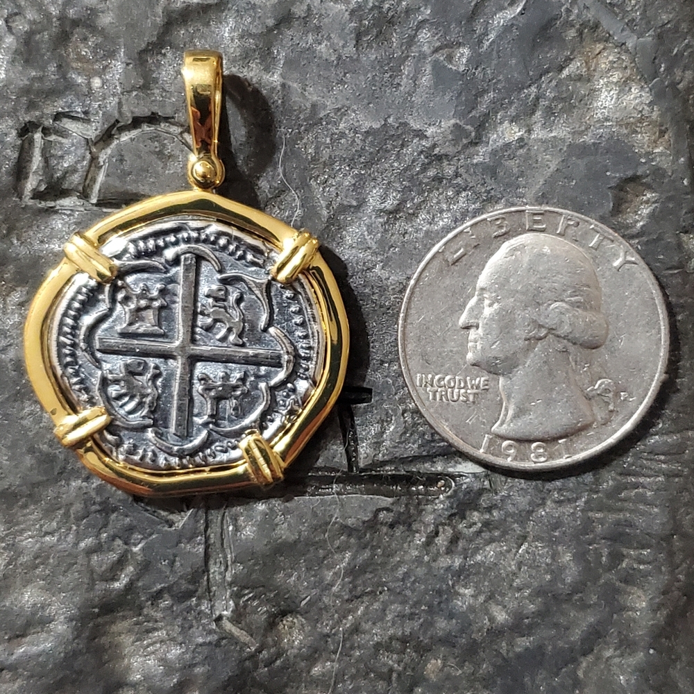 COPY - 14kt gold plated atocha silver coin